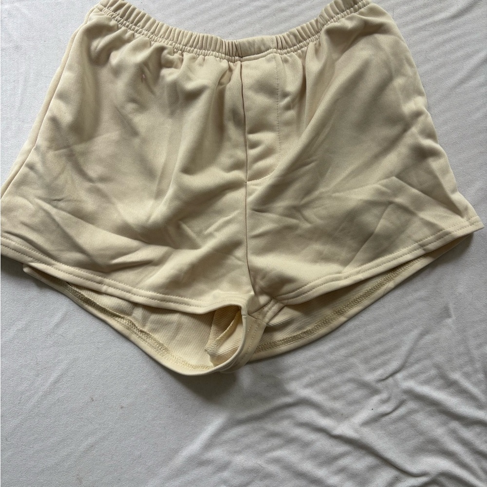 SHEIN Cream Elastic Waist Shorts